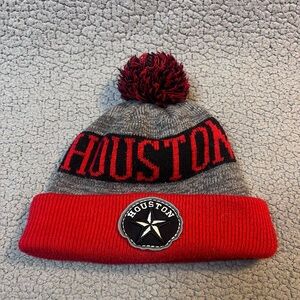 Houston Rockets Knit Pom Beanie Unisex One size Fits Most Red, Gray & Black Hat